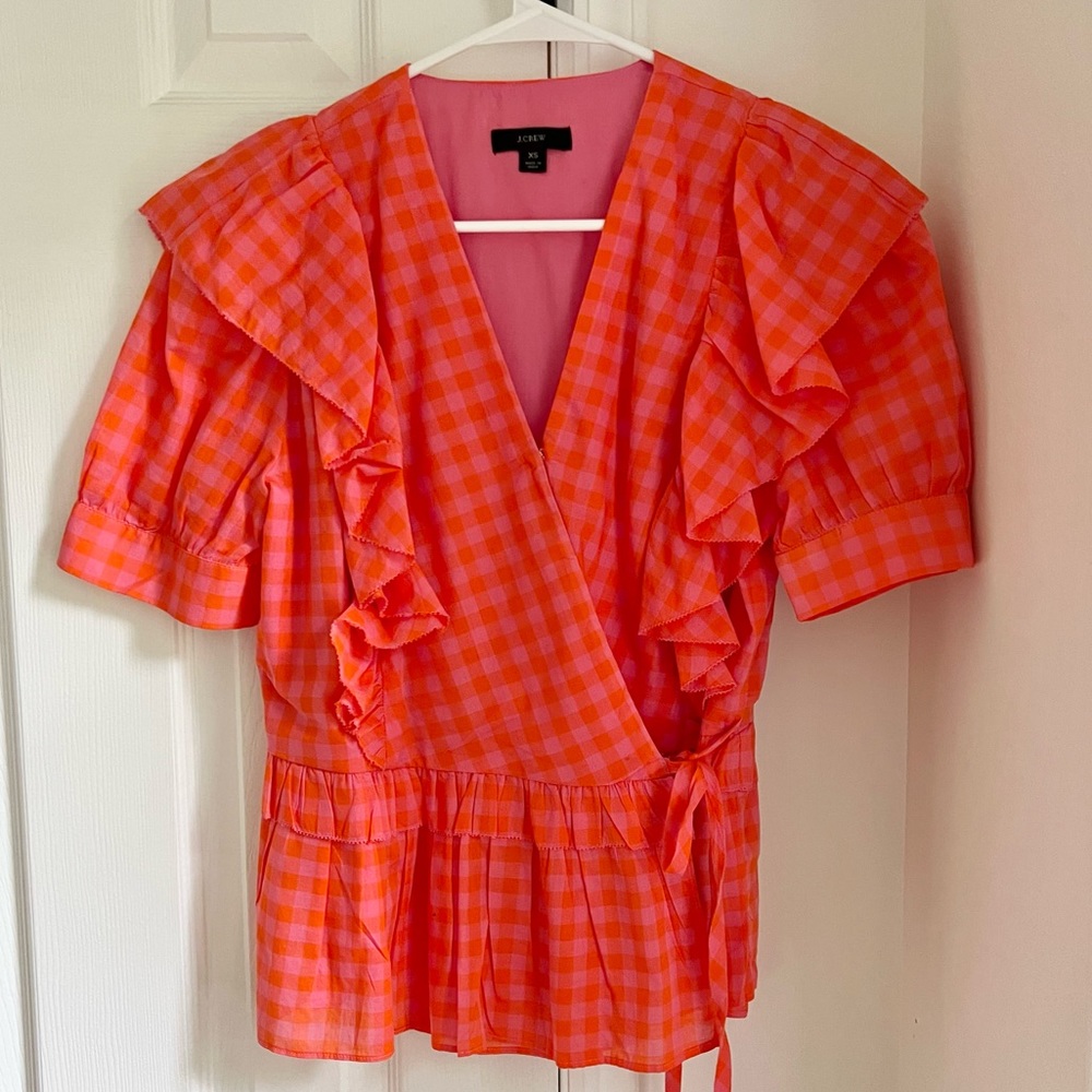 Jcrew ruffled top XS